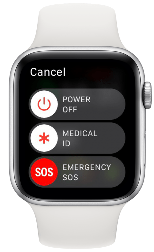 Er verschijnt een menu met twee of drie opties, afhankelijk van wat je hebt ingesteld op je Apple Watch. 