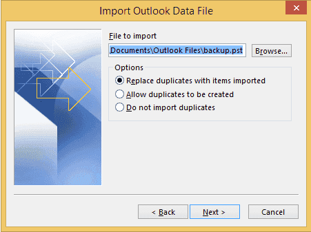 Outlook-ის იმპორტის ჩანაცვლება