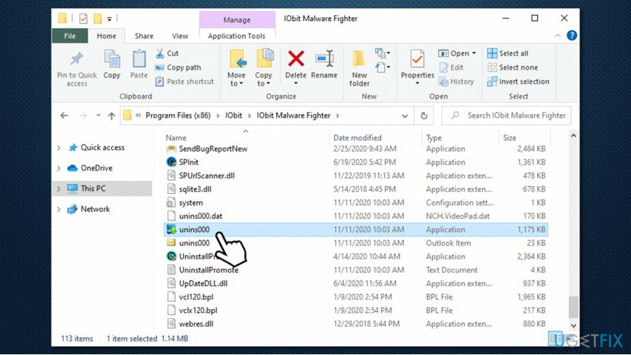 Copot pemasangan melalui uninstaller yang dapat dieksekusi