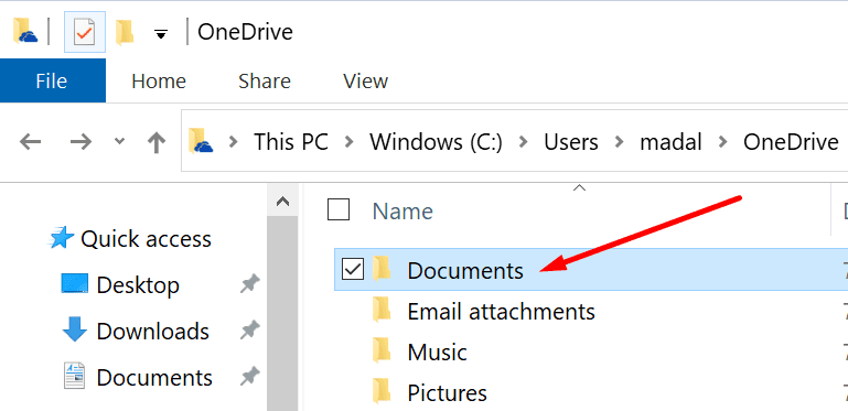 φάκελο εγγράφων onedrive