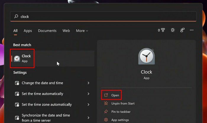 Klok-app Windows 11