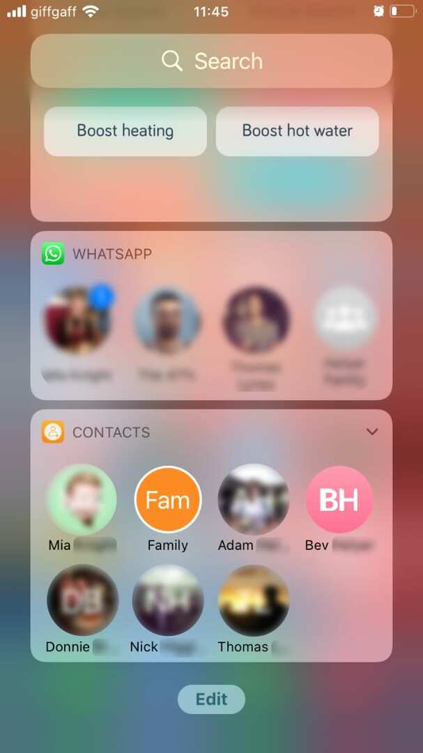 Widget de lancement de contacts favoris