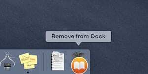 Captura de tela do aplicativo iBooks sendo solto na lixeira para removê-lo do dock