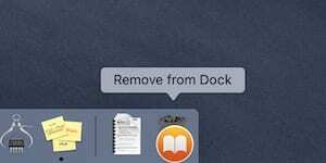 لقطة شاشة لتطبيق iBooks يتم إسقاطه في سلة المهملات لإزالته من Dock