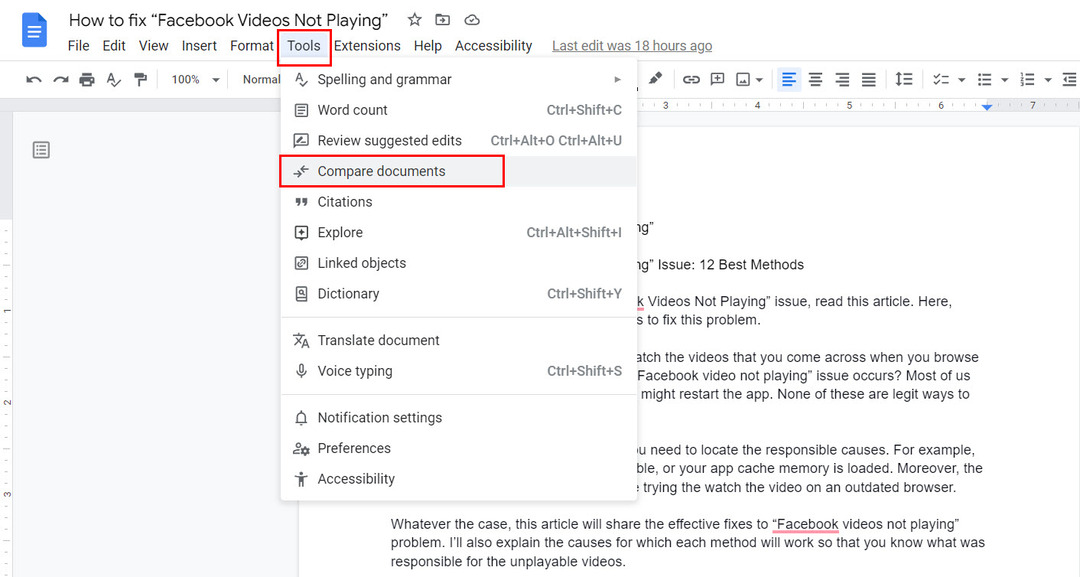 Ga naar de tool voor het vergelijken van documenten in Google Docs
