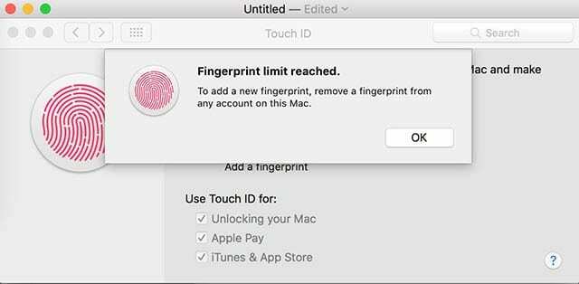 macOS-fingeraftryksgrænse nået