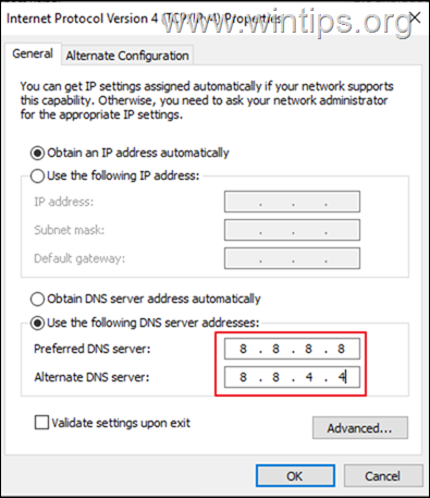 modificare le impostazioni DNS