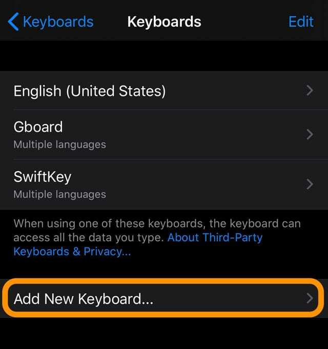 iDeviceに新しいキーボードを追加します