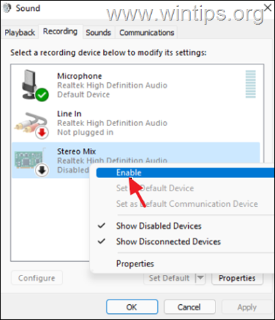 Активирайте Stero Mix Windows 11