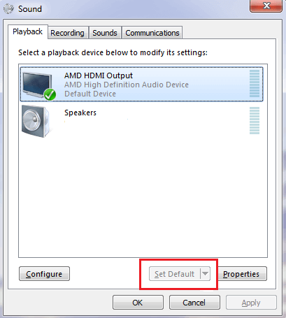 Kliknite na AMD High Definition Audio Device