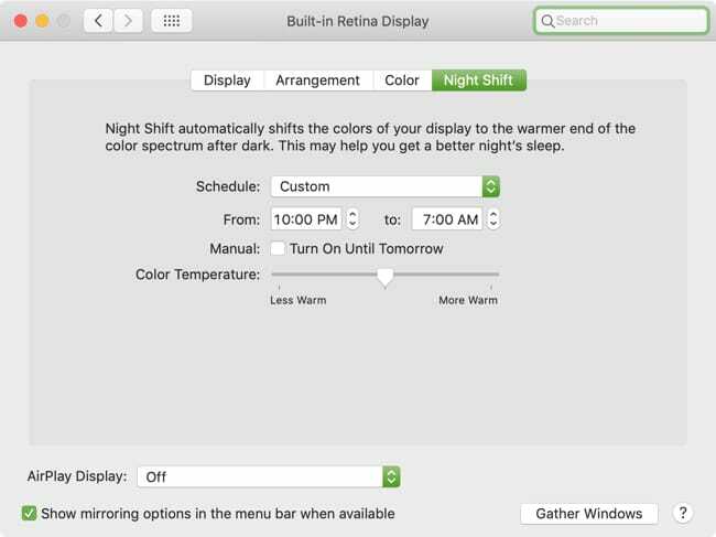 Pianifica la modalità Night Shift su Mac