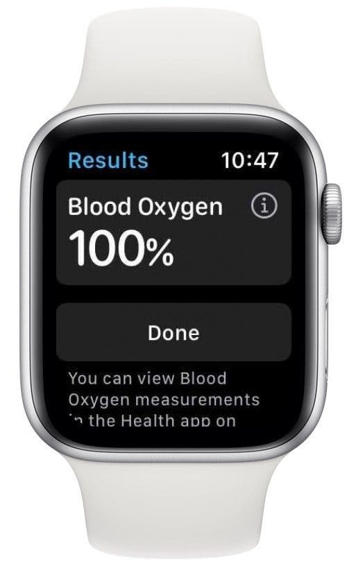 Успешное считывание содержания кислорода в крови на Apple Watch