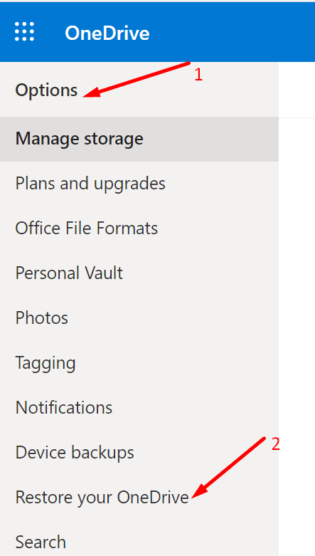 állítsa vissza a onedrive-jét