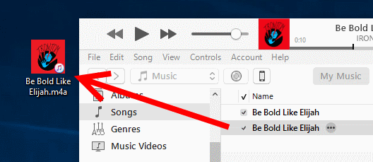 iTunes 12 גרור שיר לשולחן העבודה