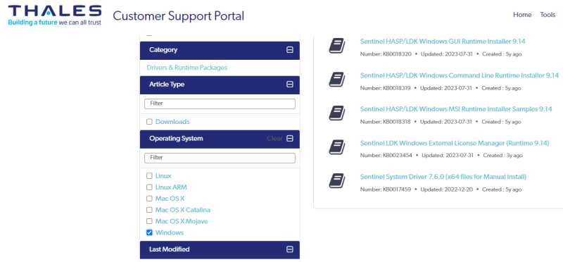 الموقع الرسمي - حدد Windows واختر برنامج التشغيل المطلوب