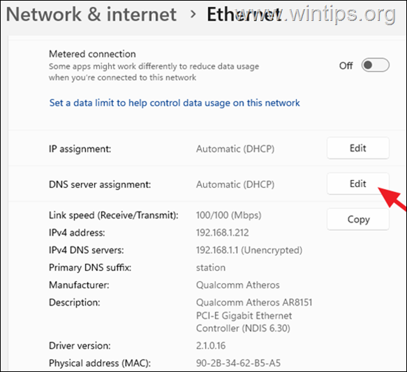 Modifica le impostazioni DNS