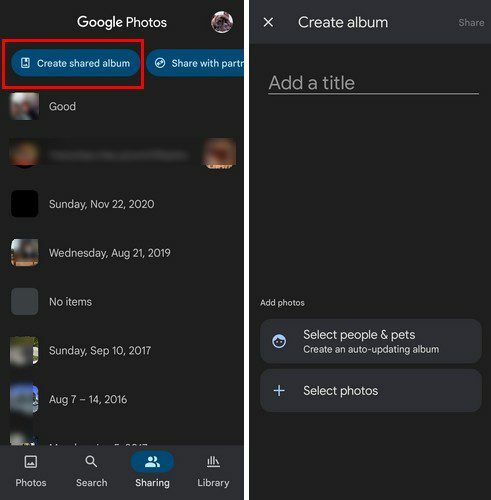 Crea album Condividi Google Foto