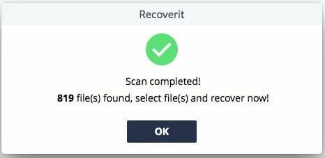 Scansione RecoverIt completata