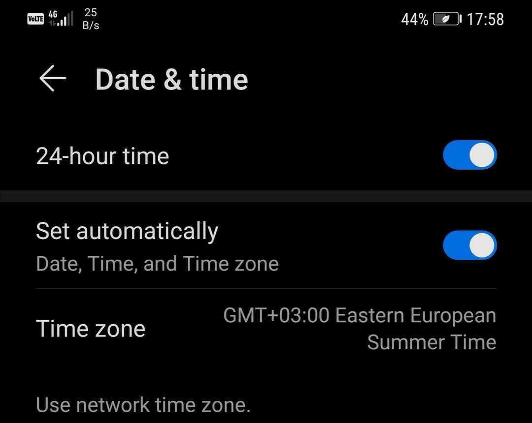 Ustaw czas automatycznie android