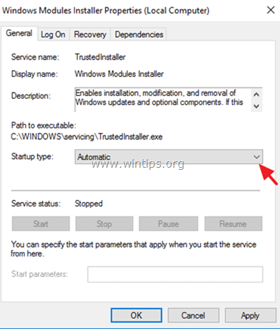 Programme d'installation des modules Windows