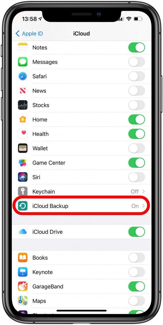 Dodirnite iCloud sigurnosna kopija da napravite sigurnosnu kopiju svog iPhonea