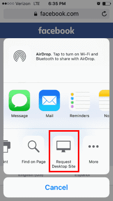 iOS9 Request Desktop Site