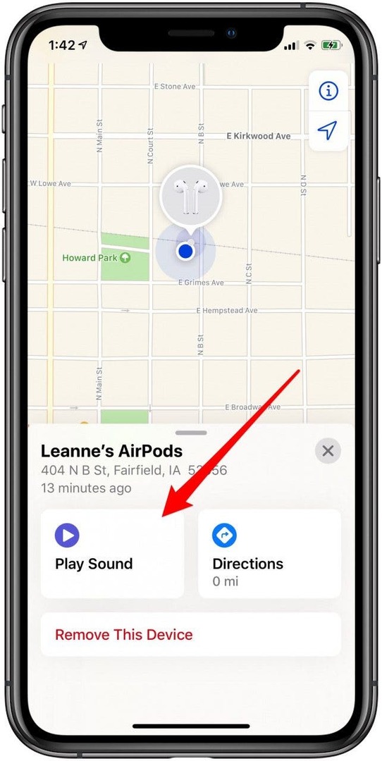 reproducirajte zvuk kako biste pronašli svoje airpods