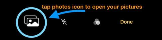 Valokuvat-kuvake iOS 12 -kamerasovelluksessa iMessage- ja Message App -sovelluksessa