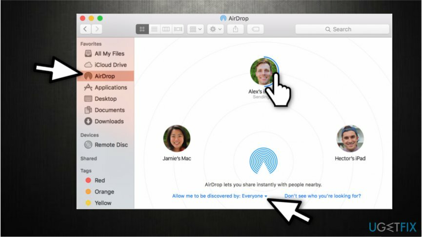 AirDrop postavke mac