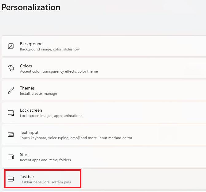 Personaliseringsaktivitetsfältet i Windows 11