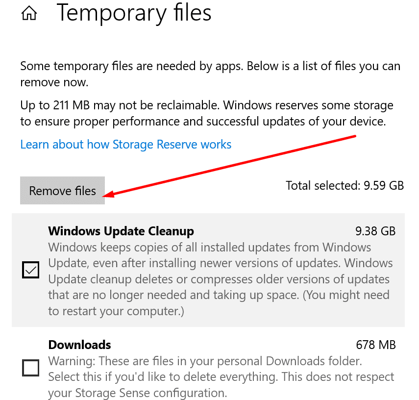 καταργήστε τα προσωρινά αρχεία των windows 10