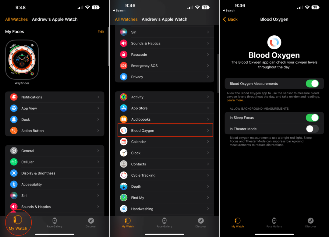Bloedzuurstof meten op Apple Watch Ultra - functie inschakelen op iPhone