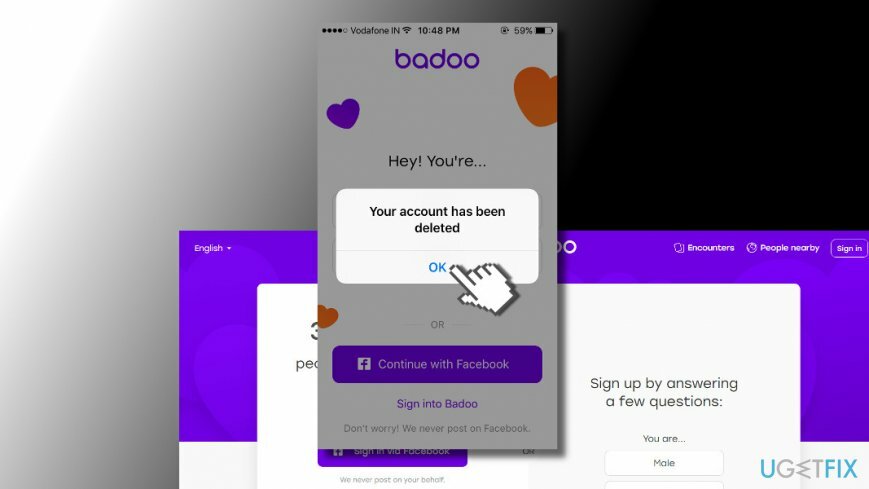 Bevestiging van verwijdering van Badoo