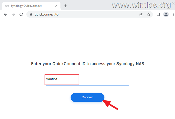 QuickConnect ID を使用して Synology NAS に接続する方法。