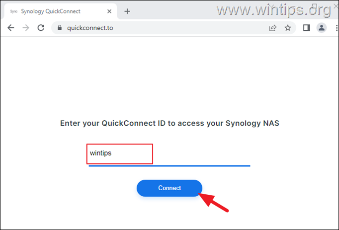 Hur man ansluter till Synology NAS med QuickConnect ID.