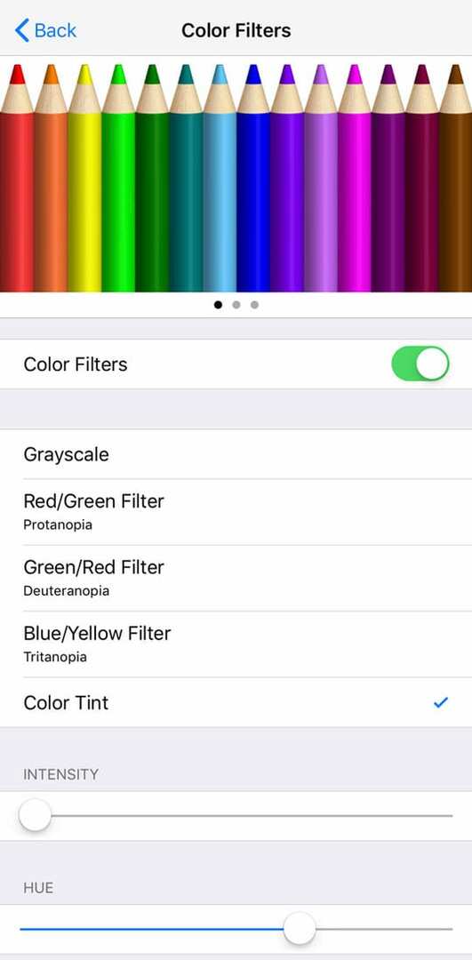 filtres de couleur iOS