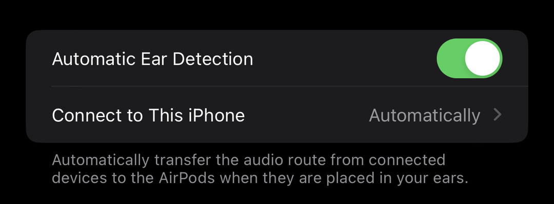 स्वचालित ईयर डिटेक्शन बंद करें - एयरपॉड्स प्रो बैटरी ड्रेन को ठीक करें