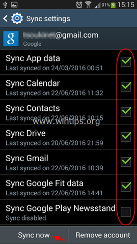 android-synkronointiasetukset