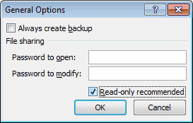 Az Excel csak olvasható beállítás ajánlott