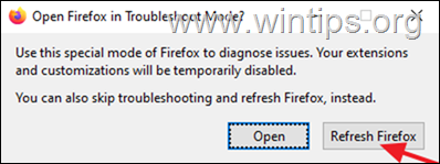 Firefox คืนค่าเป็นสถานะเริ่มต้น