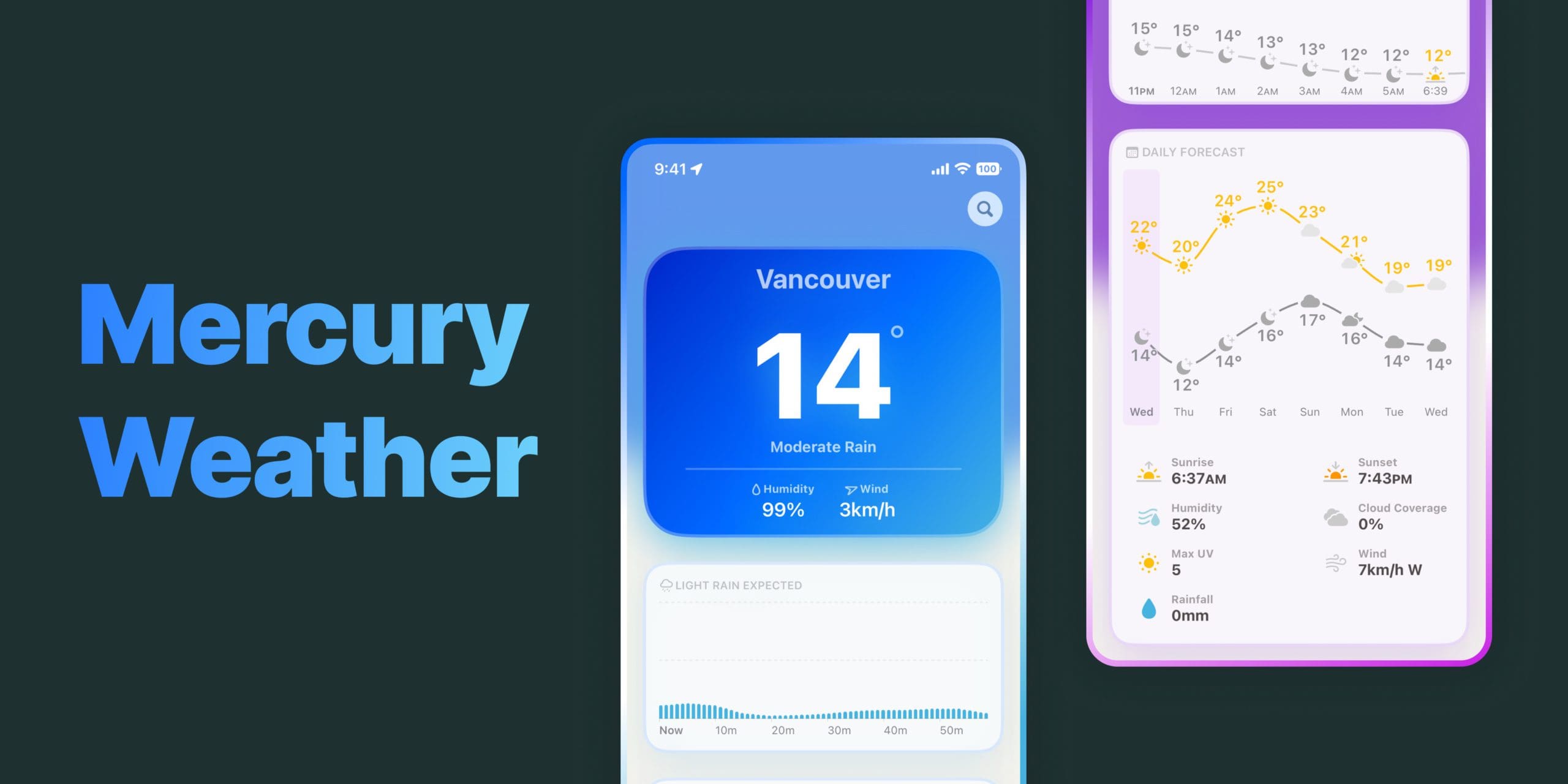Geriausi „iPhone“ užrakinimo ekrano valdikliai, skirti „iOS 16“ – „Mercury Weather“.