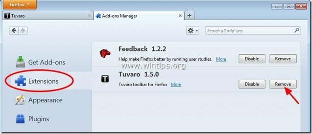 удалить Tuvaro-Toolbar-Firefox