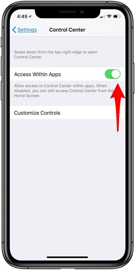 Găsiți centrul de control iphone