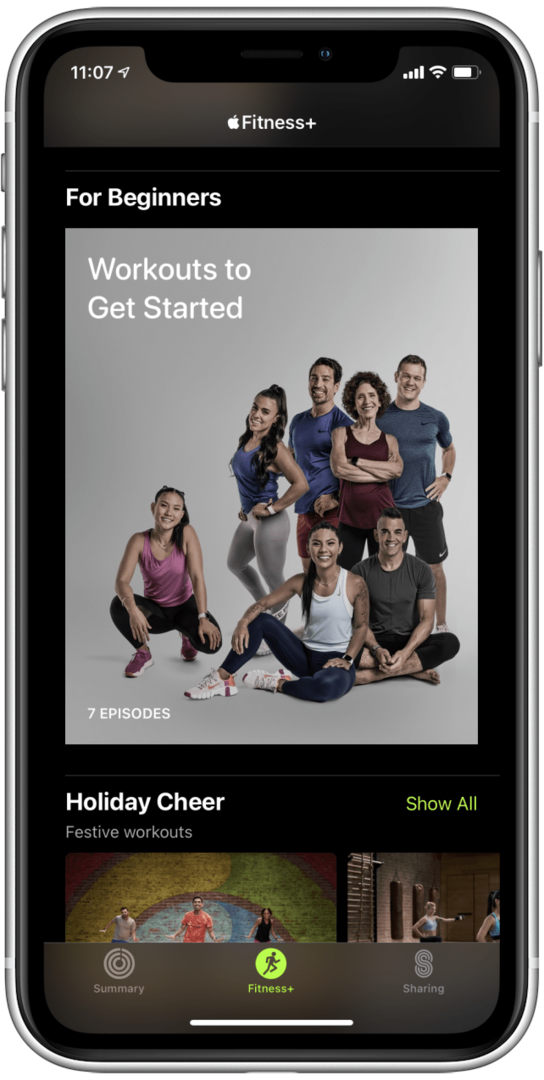 Apple Fitness Plus treeningud algajatele