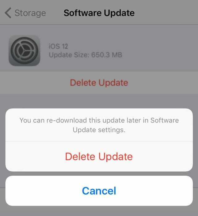 Löschen Sie das iOS 12-Update aus den iPhone-Einstellungen und -Speichern