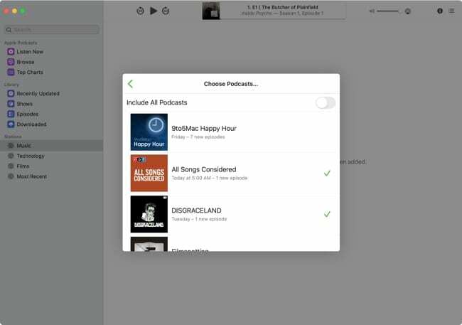 Επιλέξτε Podcasts Mac
