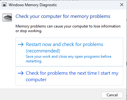 Diagnostica della memoria di Windows