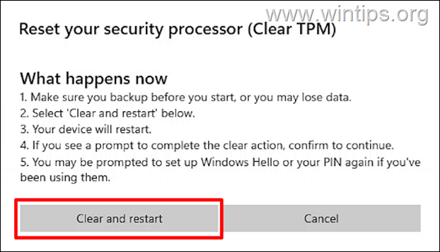 A TPM törlése Windows 1011 rendszerben