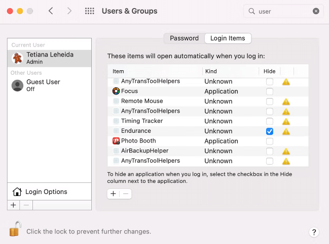 Kullanıcılar ve Gruplar - Mac
