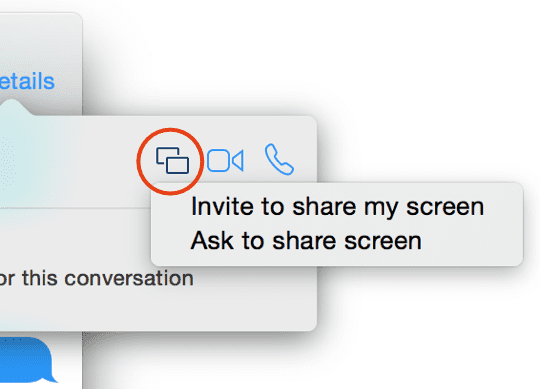 Sdílení obrazovky - Klikněte na tlačítko